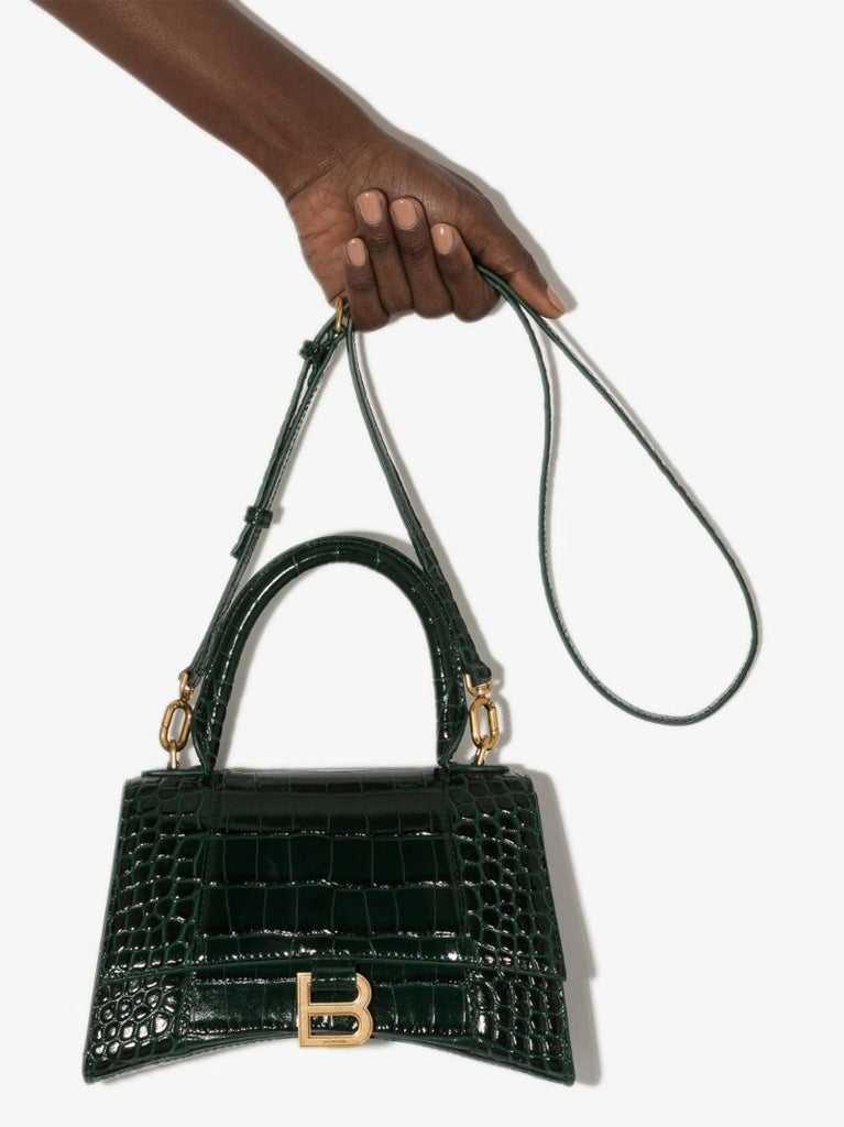 Hourglass Crocodile-effect Shoulder Bag