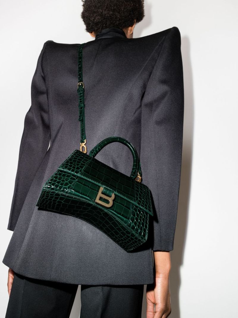 Hourglass Crocodile-effect Shoulder Bag