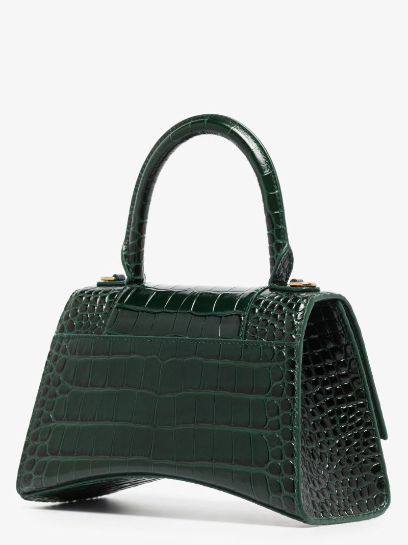 Hourglass Crocodile-effect Shoulder Bag