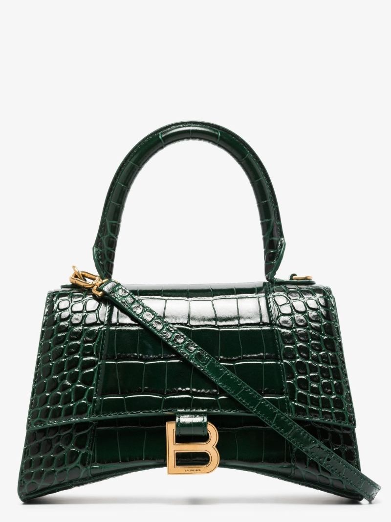 Hourglass Crocodile-effect Shoulder Bag