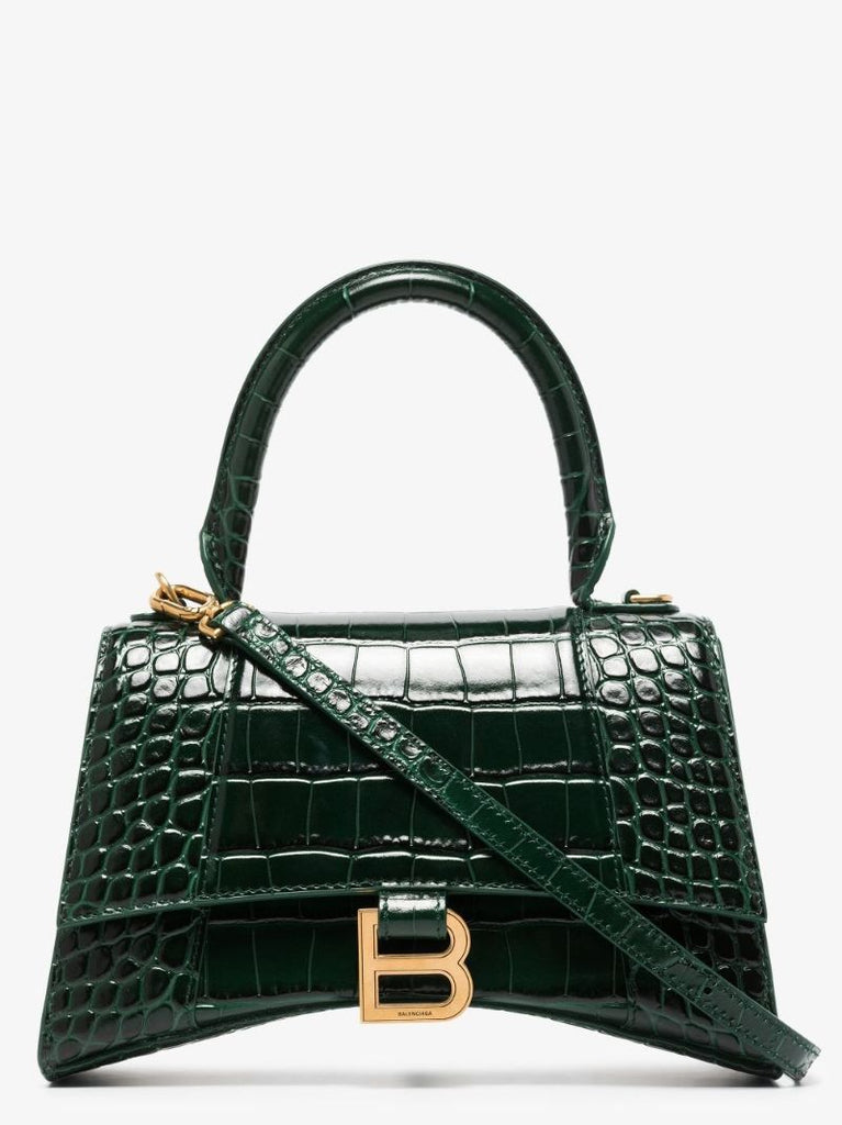 Hourglass Crocodile-effect Shoulder Bag
