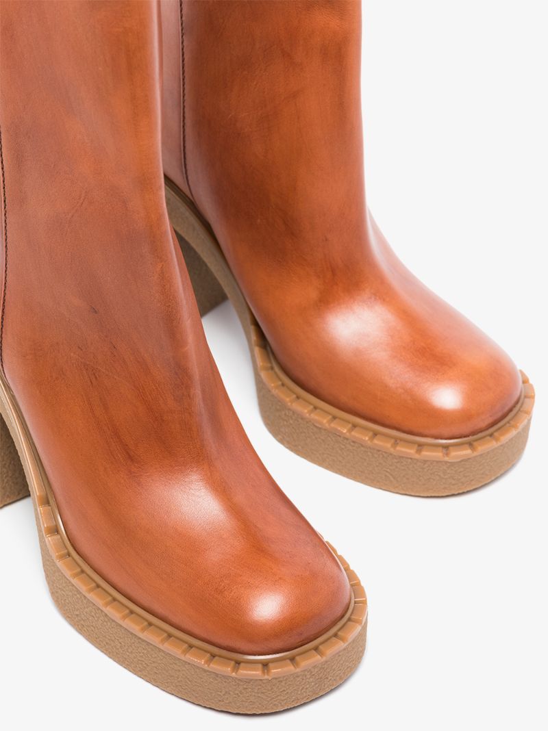 Brown 110 Platform Leather Boots