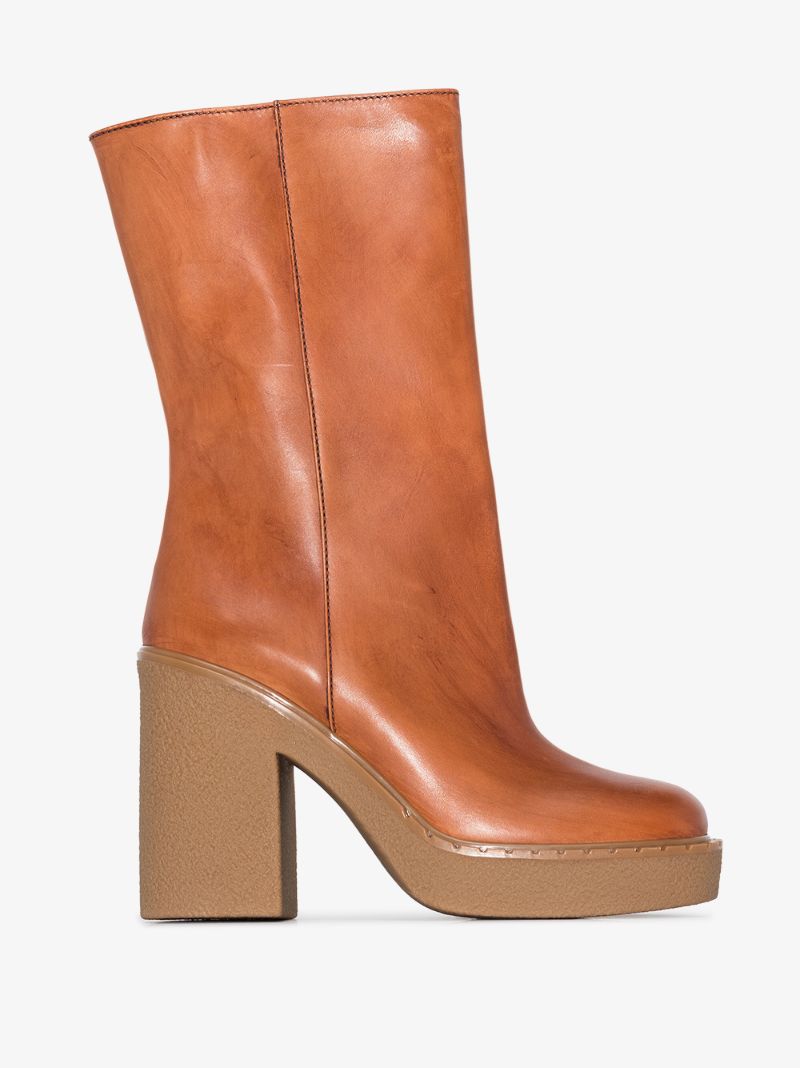 Brown 110 Platform Leather Boots