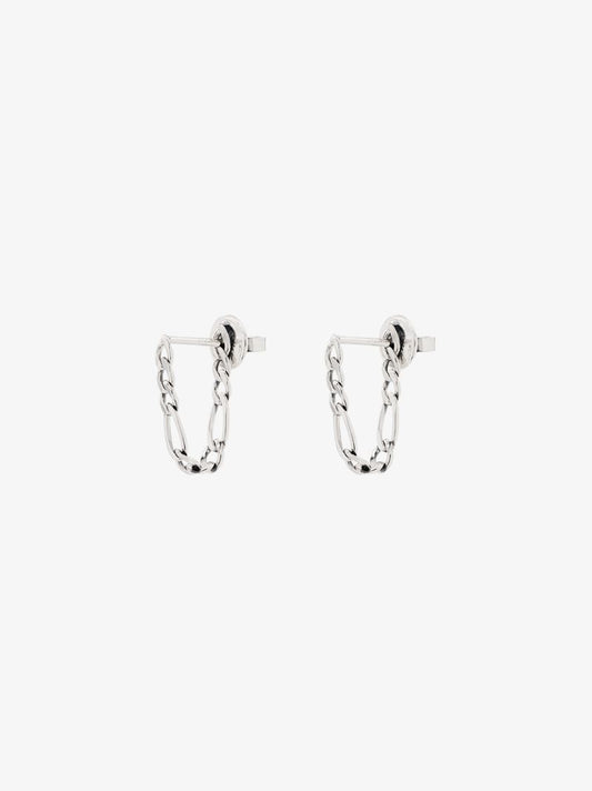 Silver Tone Chain Loop Earrings