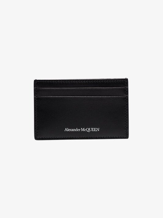 Black Logo Embossed Leather Card Holder
