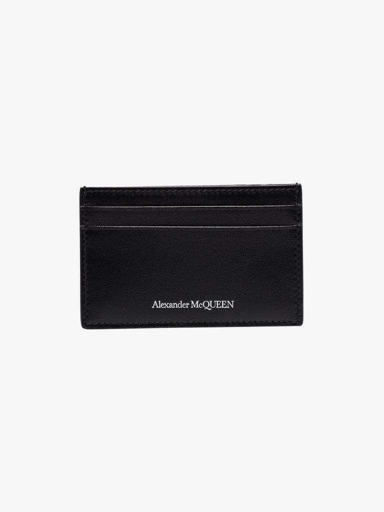 Black Logo Embossed Leather Card Holder