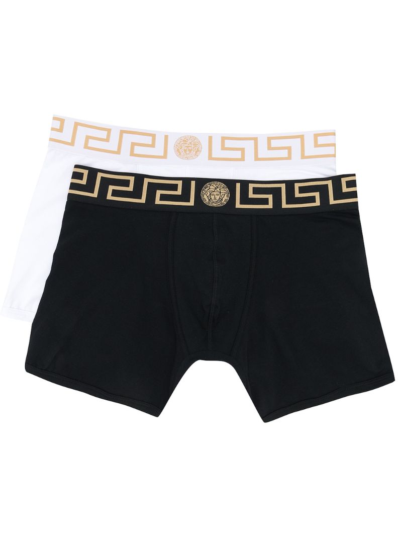 Black and White Greca Border Boxers Set