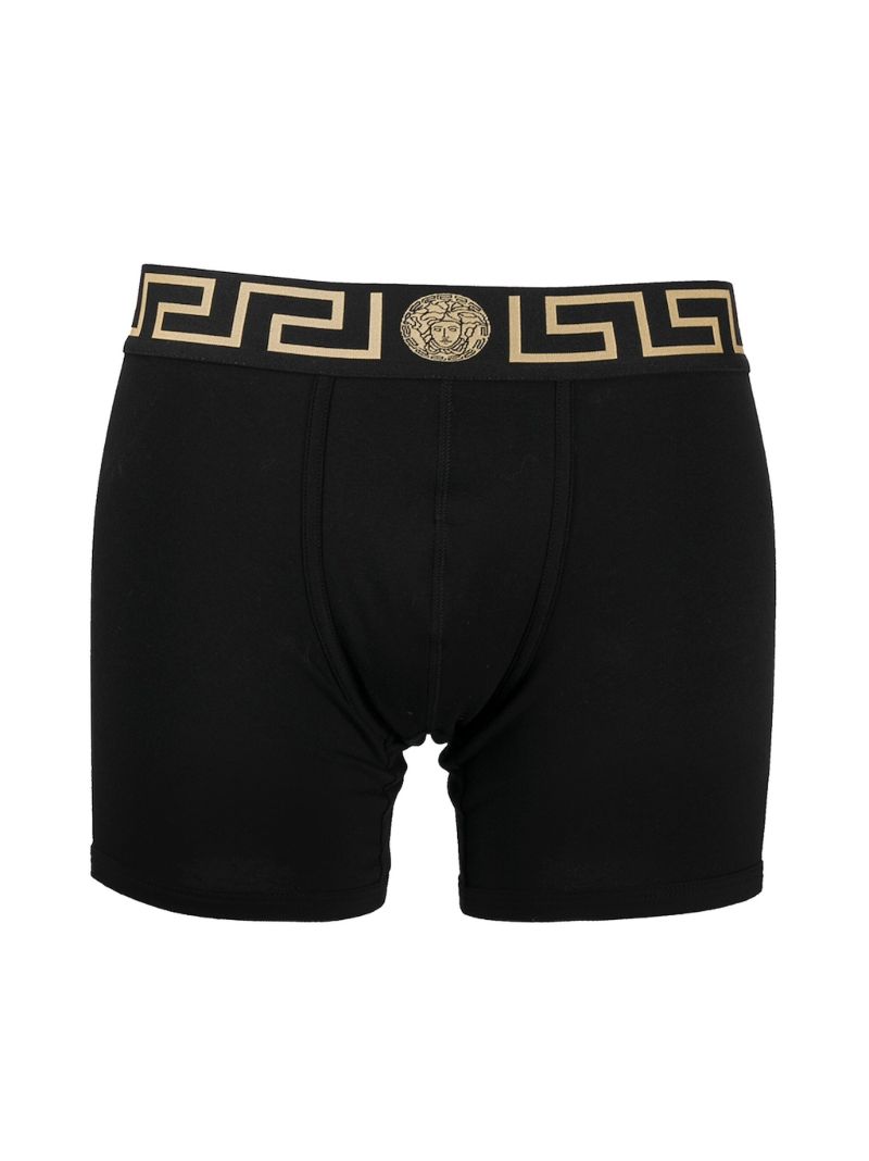 Black and White Greca Border Boxers Set
