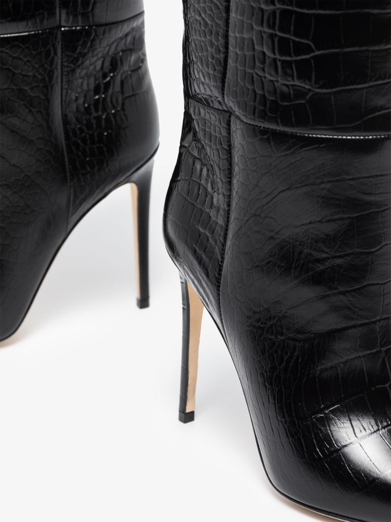 Black 105 Mock Croc Knee-high Boots