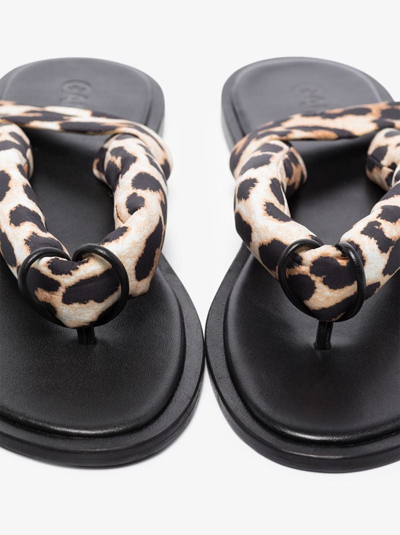 Brown Leopard Print Wrap Sandals