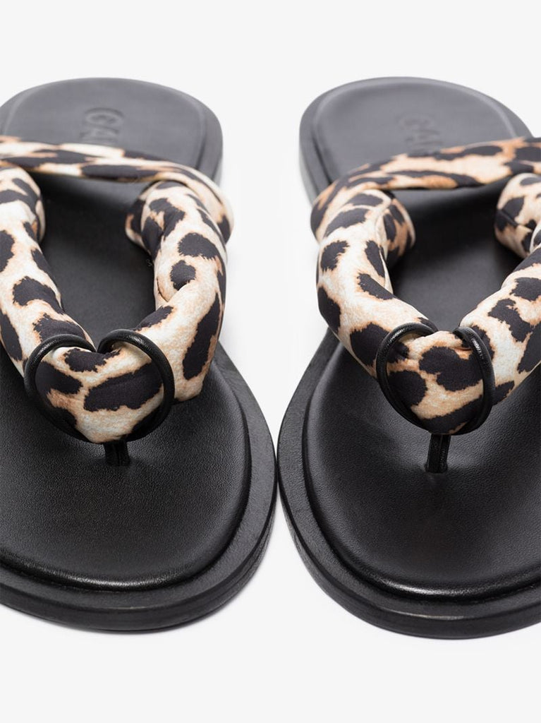 Brown Leopard Print Wrap Sandals