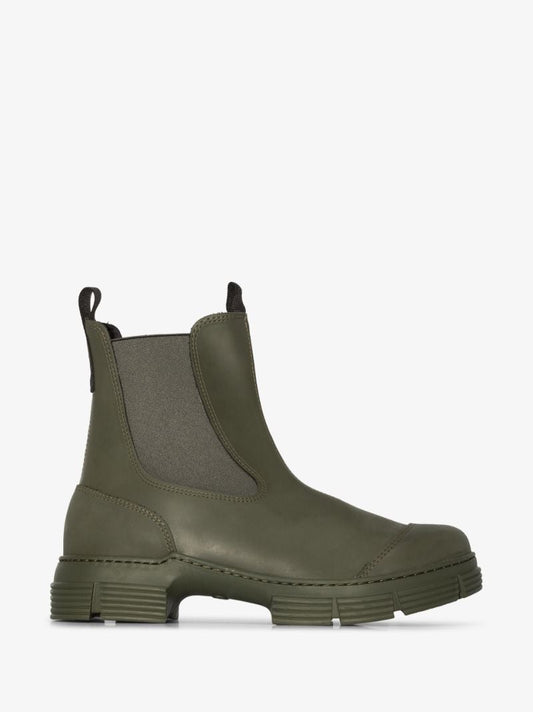 Green Rubber Chelsea Boots