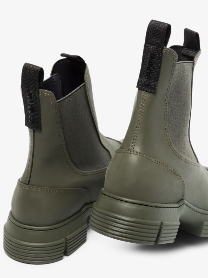 Green Rubber Chelsea Boots