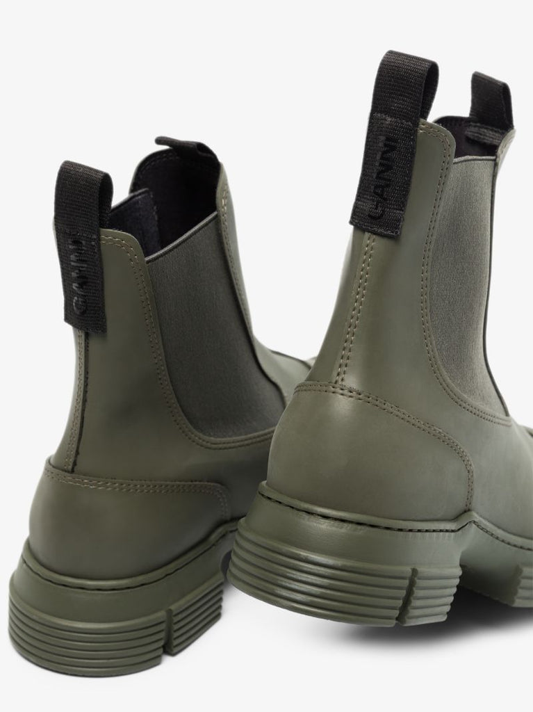 Green Rubber Chelsea Boots