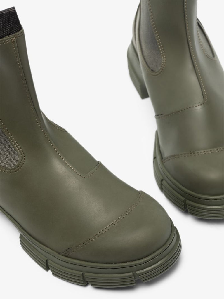 Green Rubber Chelsea Boots