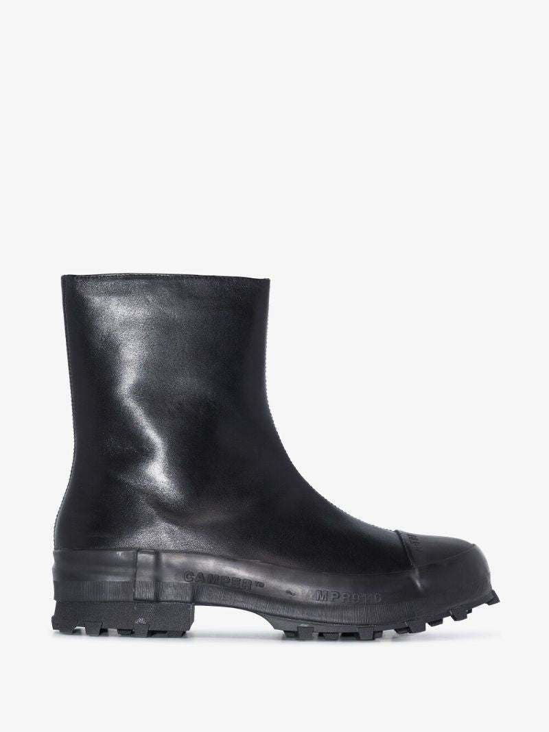 Black Leather Chunky Boots