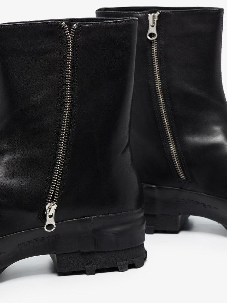 Black Leather Chunky Boots