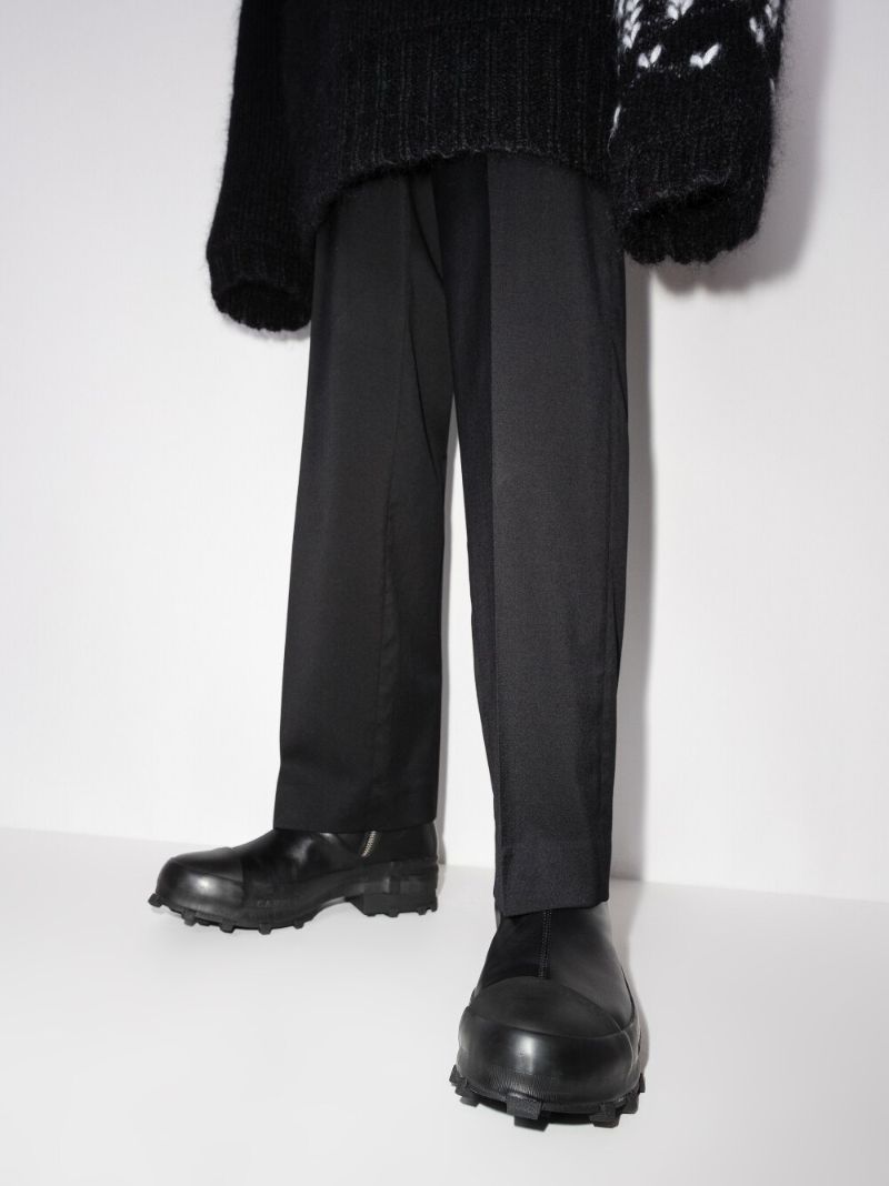 Black Leather Chunky Boots