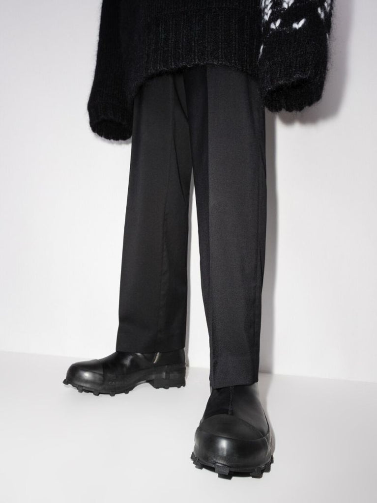Black Leather Chunky Boots