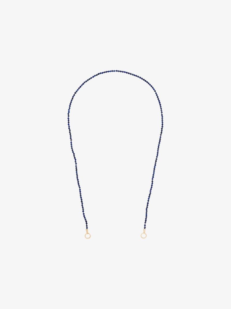 14k Yellow Gold Itty Bitty Strand 18 Inch Lapis Lazuli Necklace