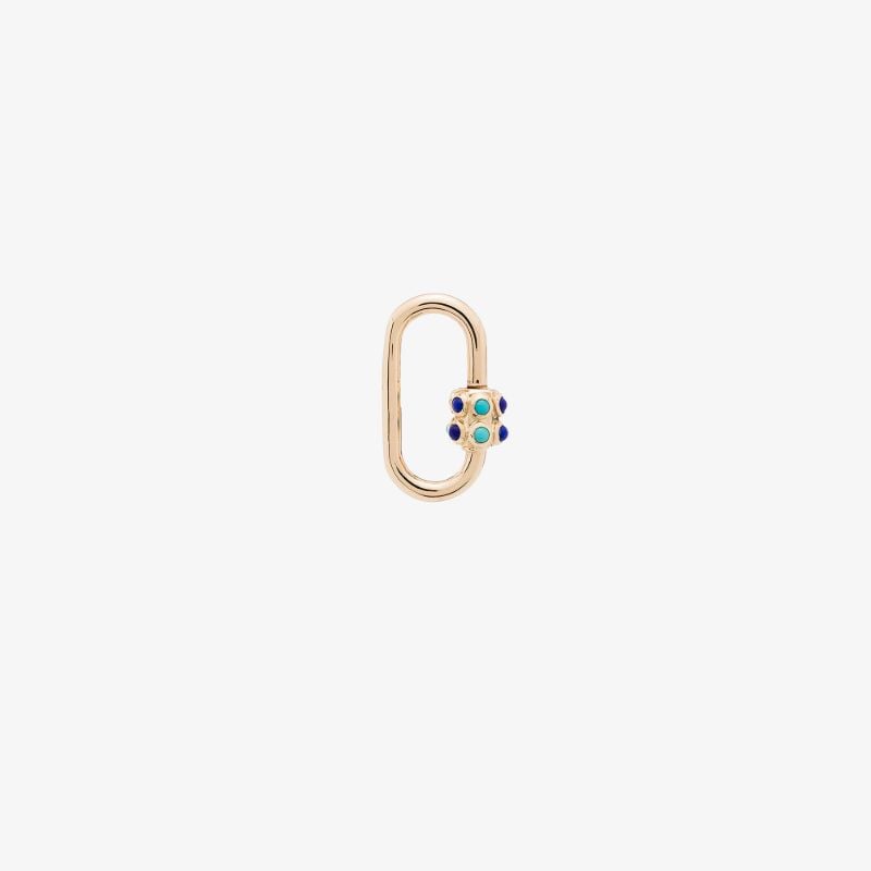14k Yellow Gold Stoned Medium Turquoise Lock Charm