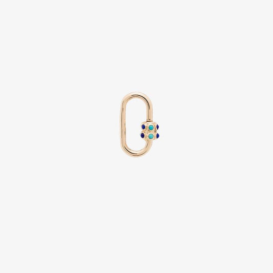 14k Yellow Gold Stoned Medium Turquoise Lock Charm