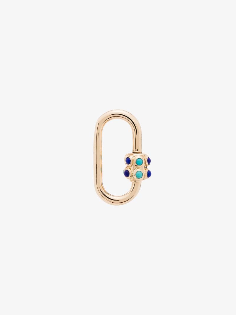 14k Yellow Gold Stoned Medium Turquoise Lock Charm