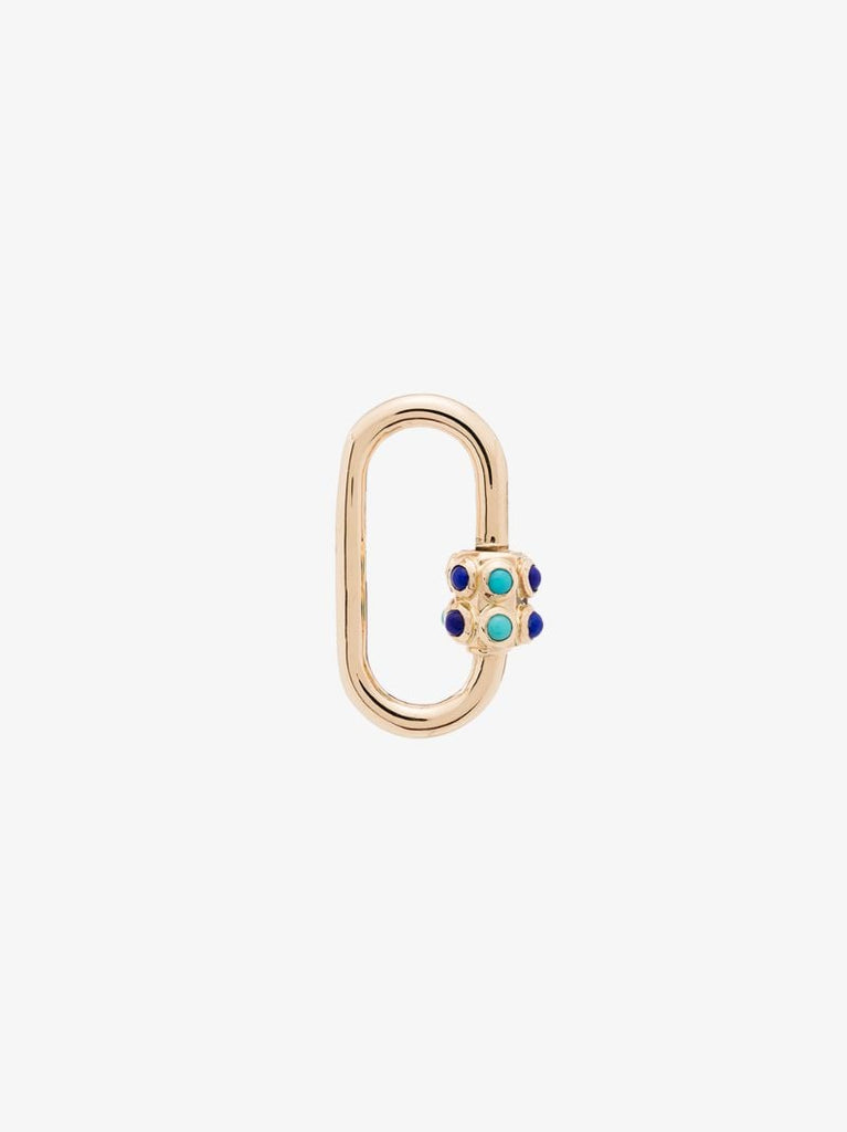 14k Yellow Gold Stoned Medium Turquoise Lock Charm