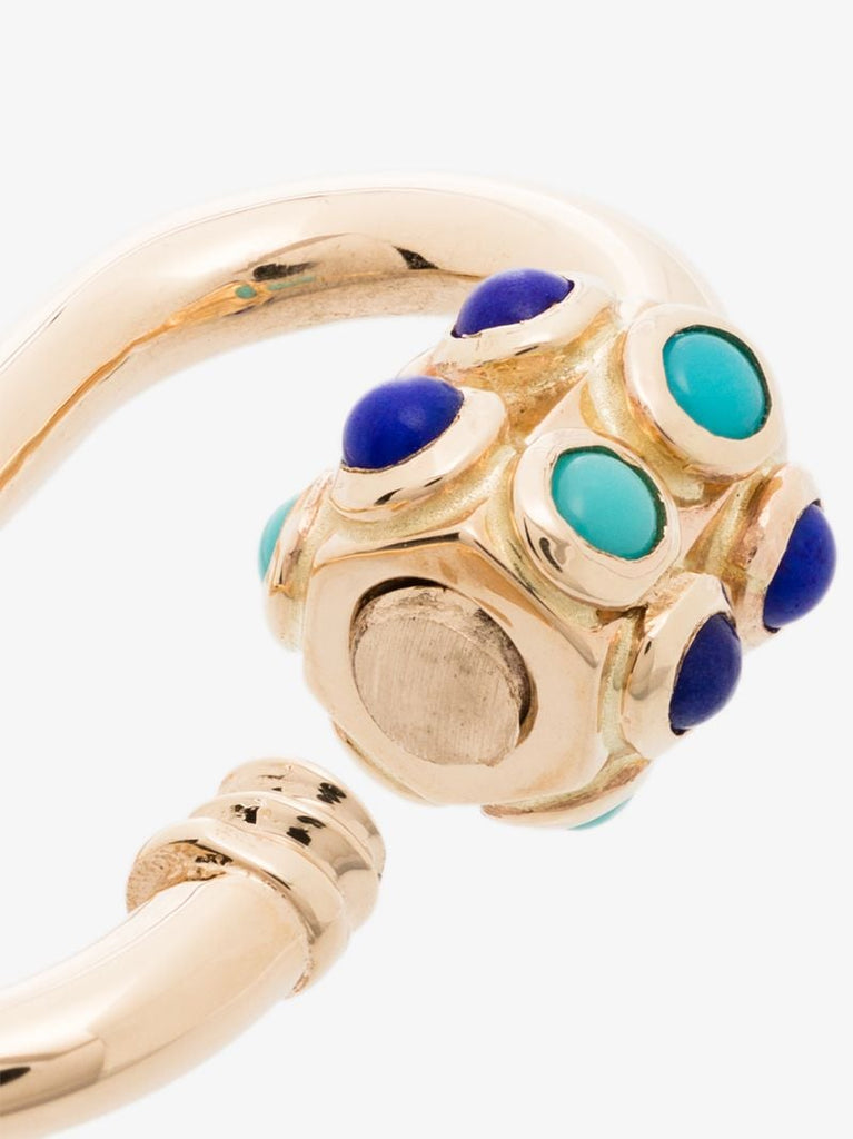 14k Yellow Gold Stoned Medium Turquoise Lock Charm