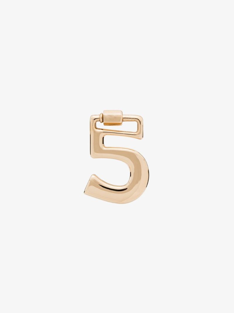 14k Yellow Gold 5 Number Charm
