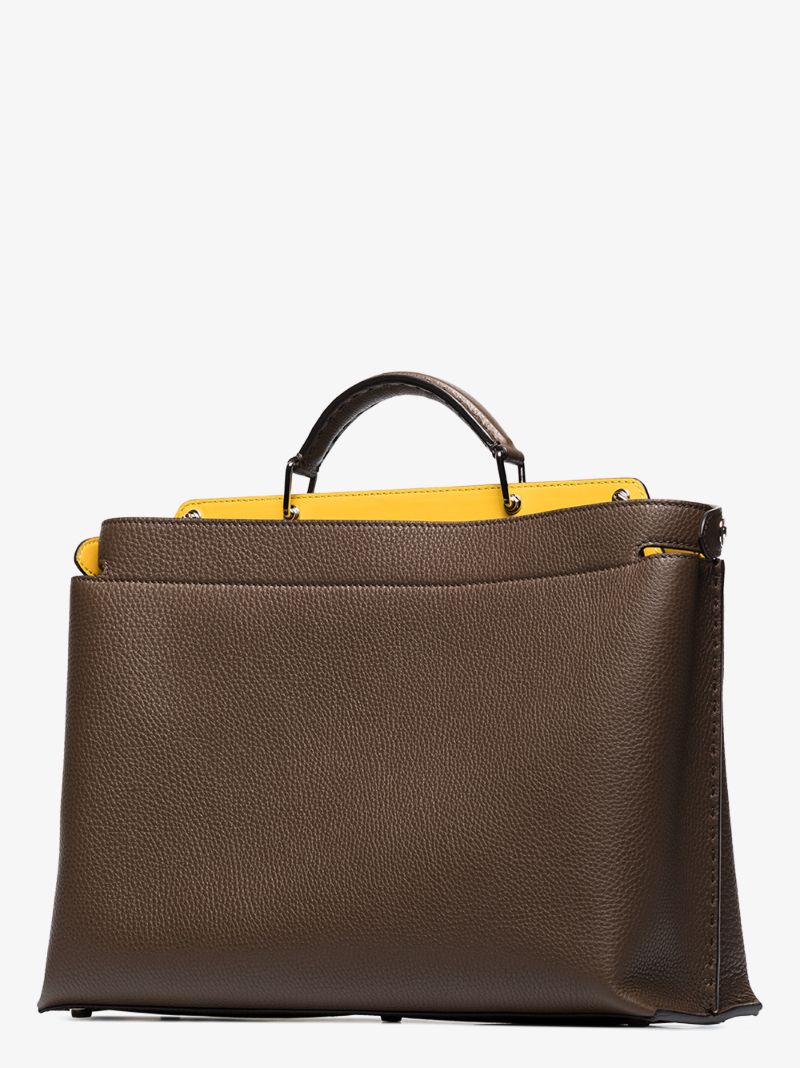 X Browns 50 Brown Peekaboo Leather Tote Bag