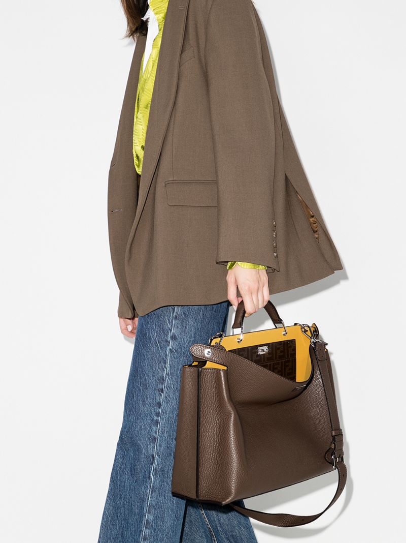 X Browns 50 Brown Peekaboo Leather Tote Bag