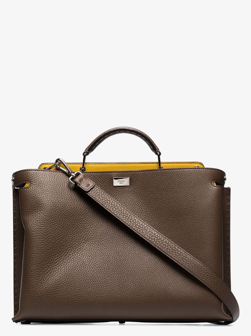 X Browns 50 Brown Peekaboo Leather Tote Bag