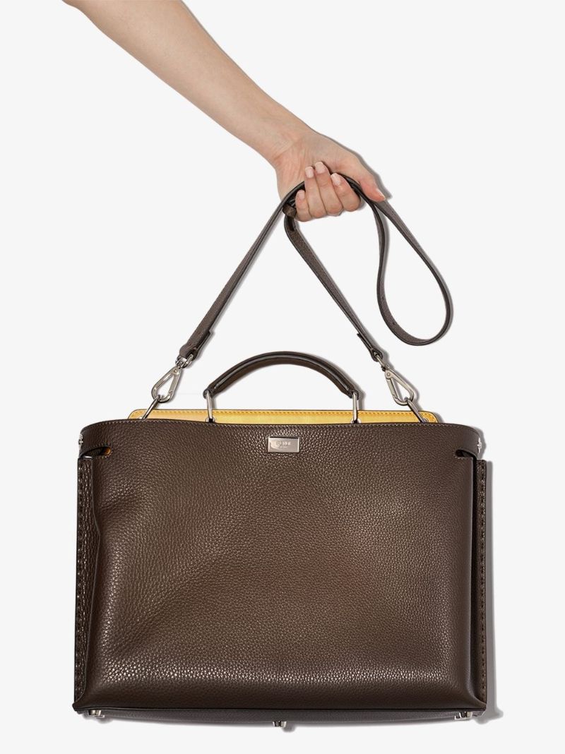 X Browns 50 Brown Peekaboo Leather Tote Bag