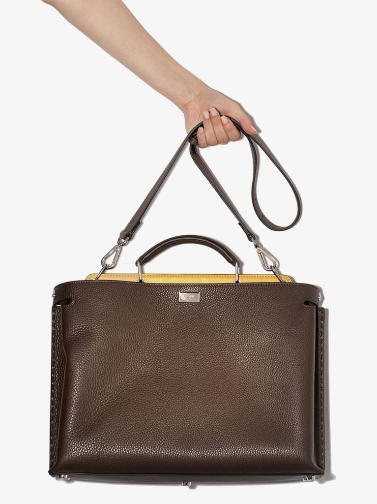 X Browns 50 Brown Peekaboo Leather Tote Bag