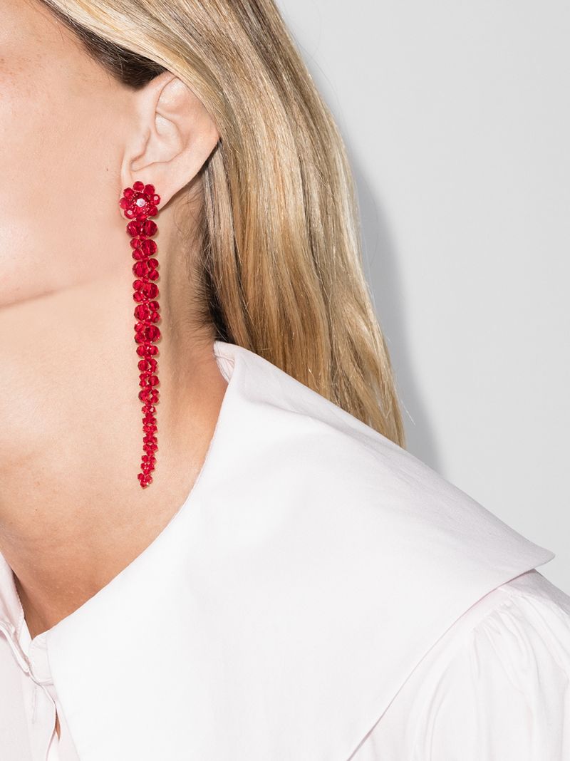 Red Drip Crystal Drop Earrings
