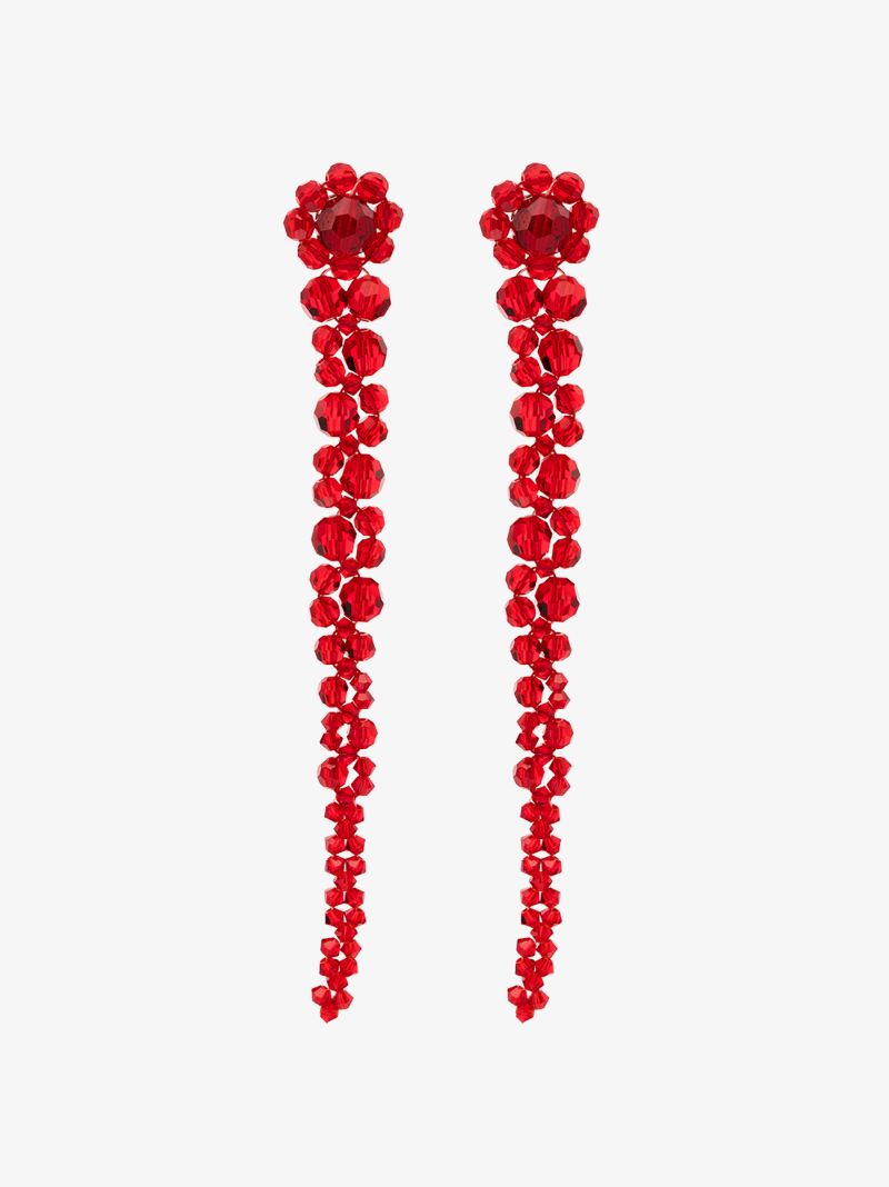 Red Drip Crystal Drop Earrings