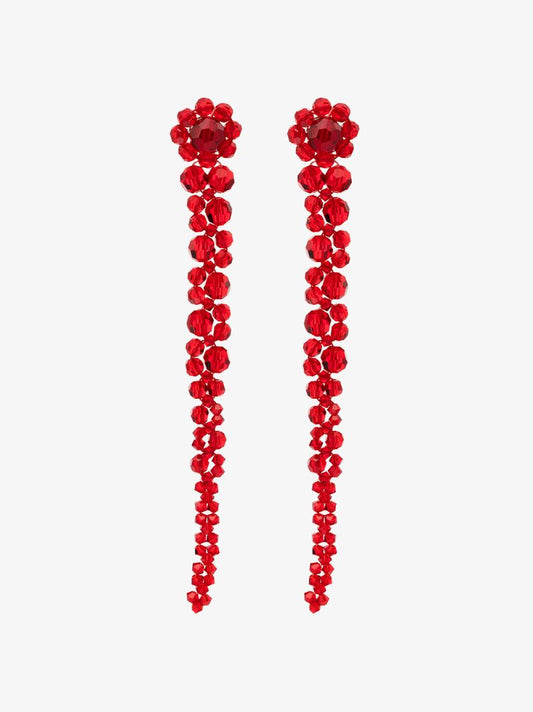 Red Drip Crystal Drop Earrings