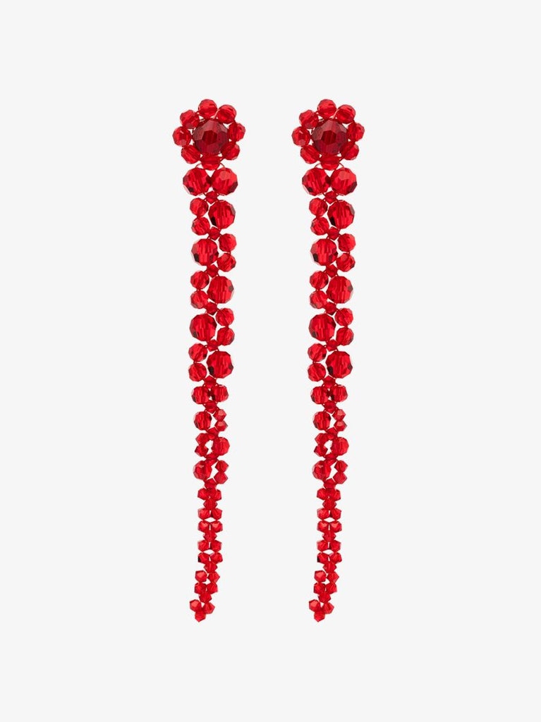 Red Drip Crystal Drop Earrings