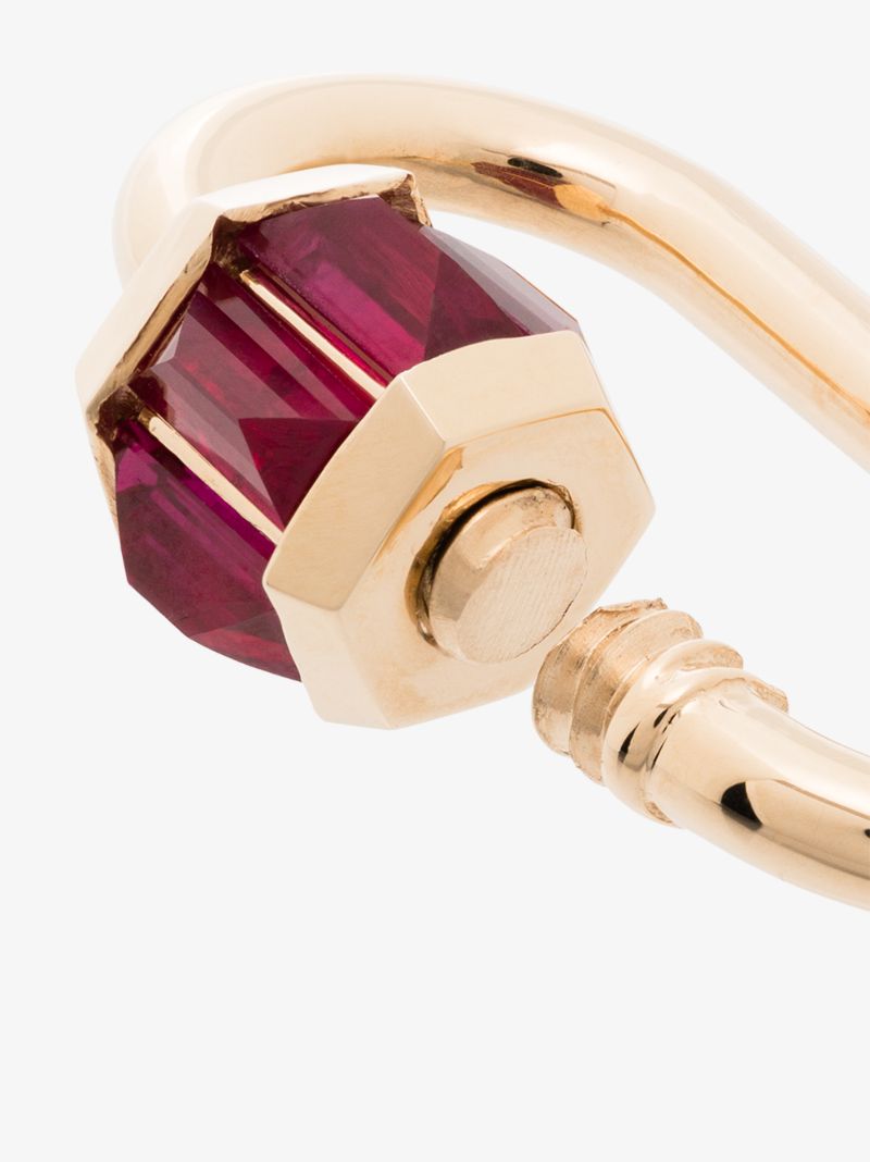 14k Yellow Gold Total Baguette Baby Ruby Lock Charm