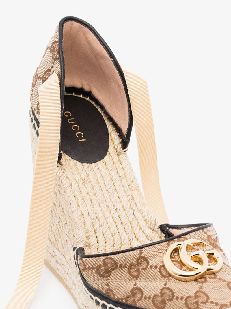 Beige Pilar 85 Logo Espadrille Wedge Sandals