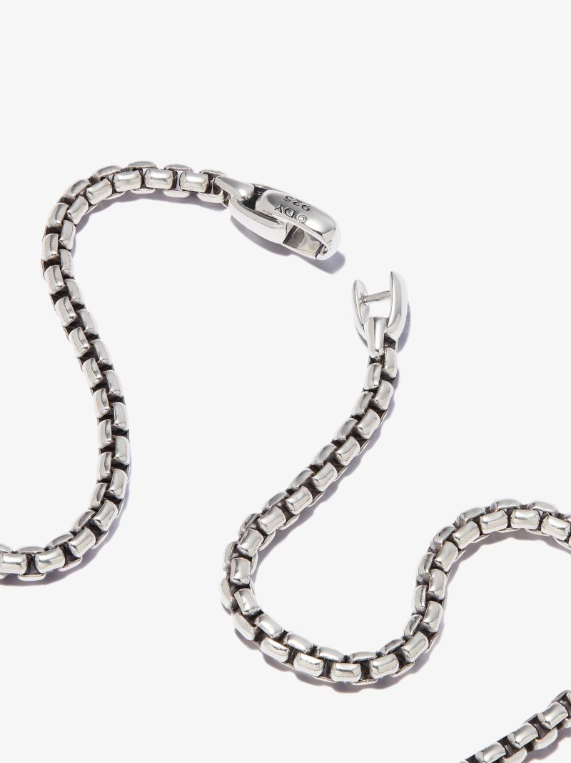 Sterling Silver Cross Large Box Chain Diamond Necklace