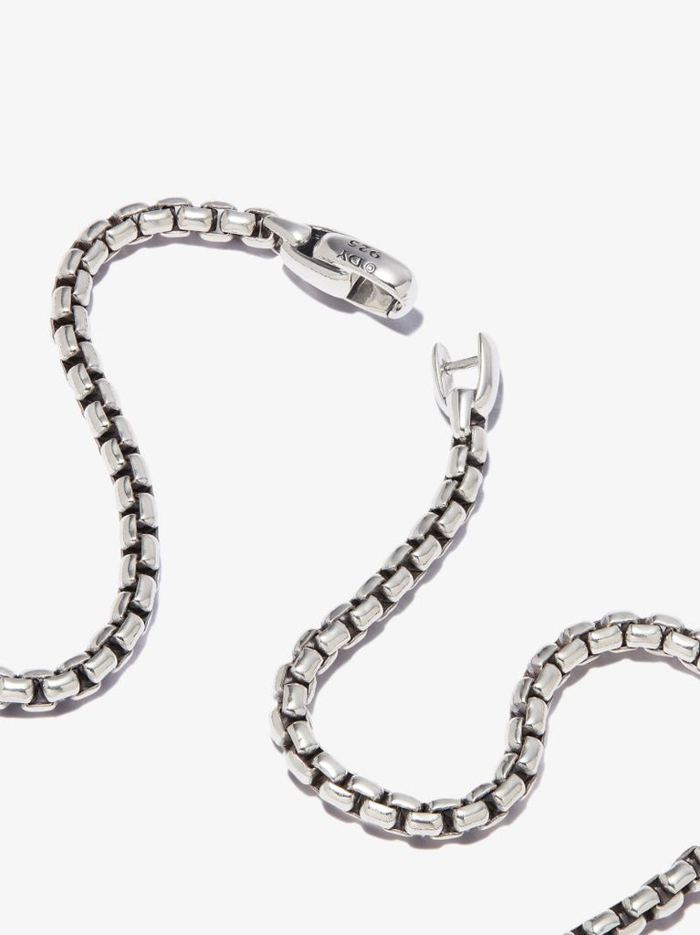 Sterling Silver Cross Large Box Chain Diamond Necklace