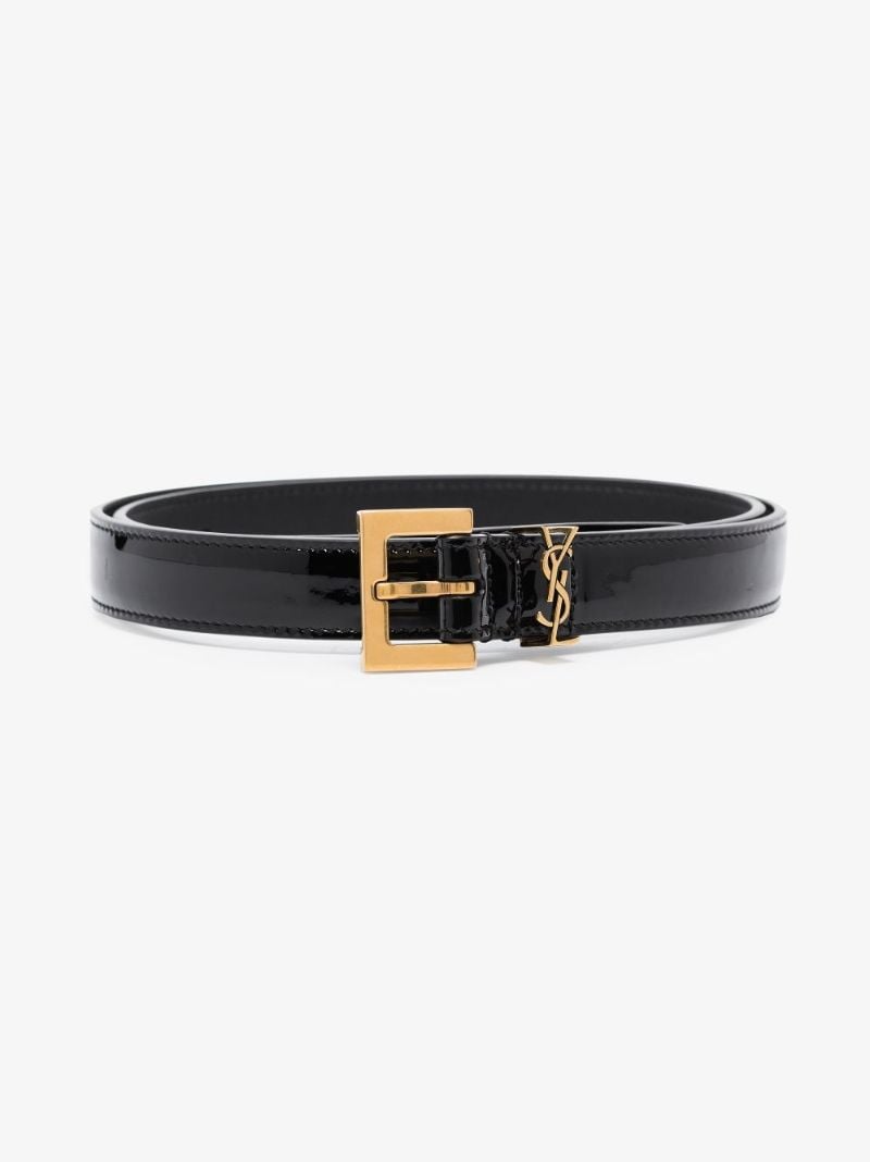 Black Monogram Patent Leather Belt