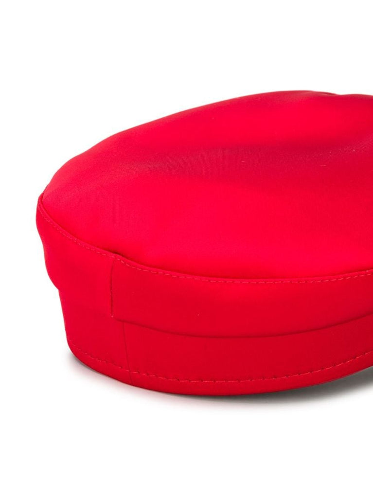 Red Satin Embellished Baker Boy Hat