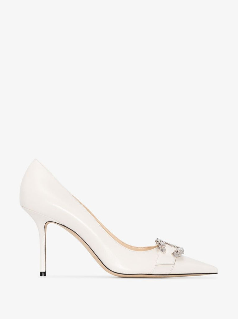 White Saresa 85 Leather Pumps