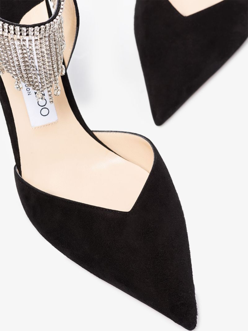 Black Birtie 85 Crystal Suede Pumps