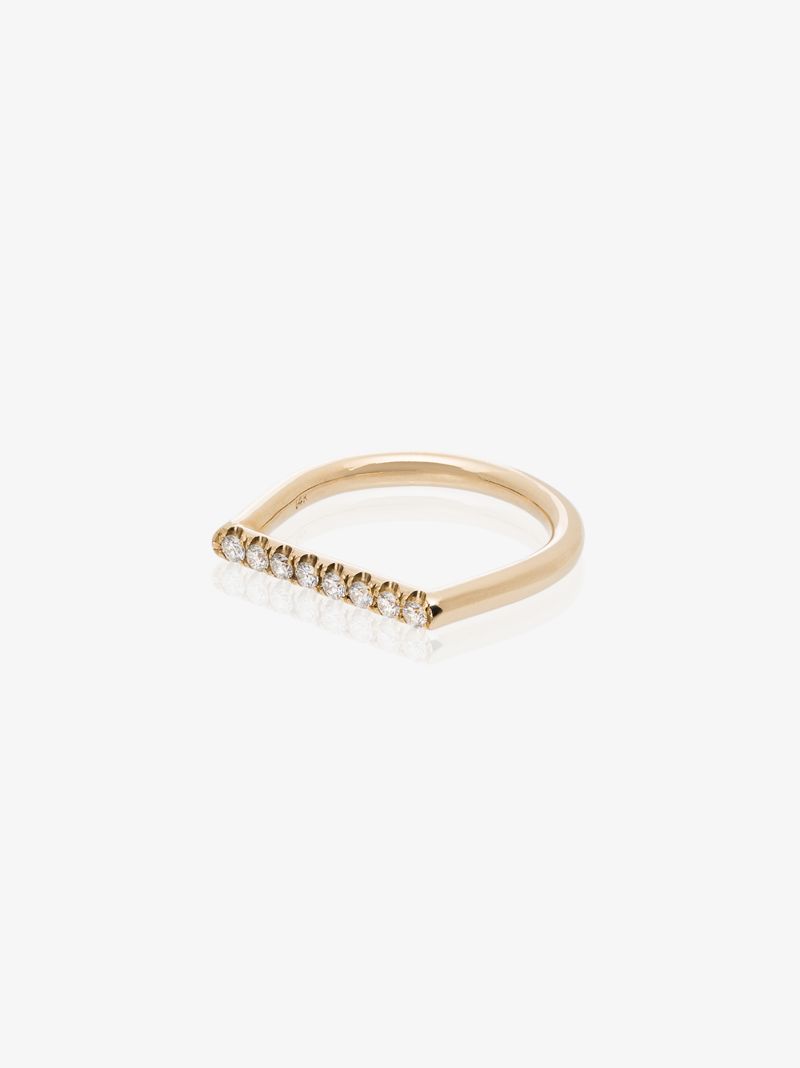 14k Yellow Gold Square Diamond Ring