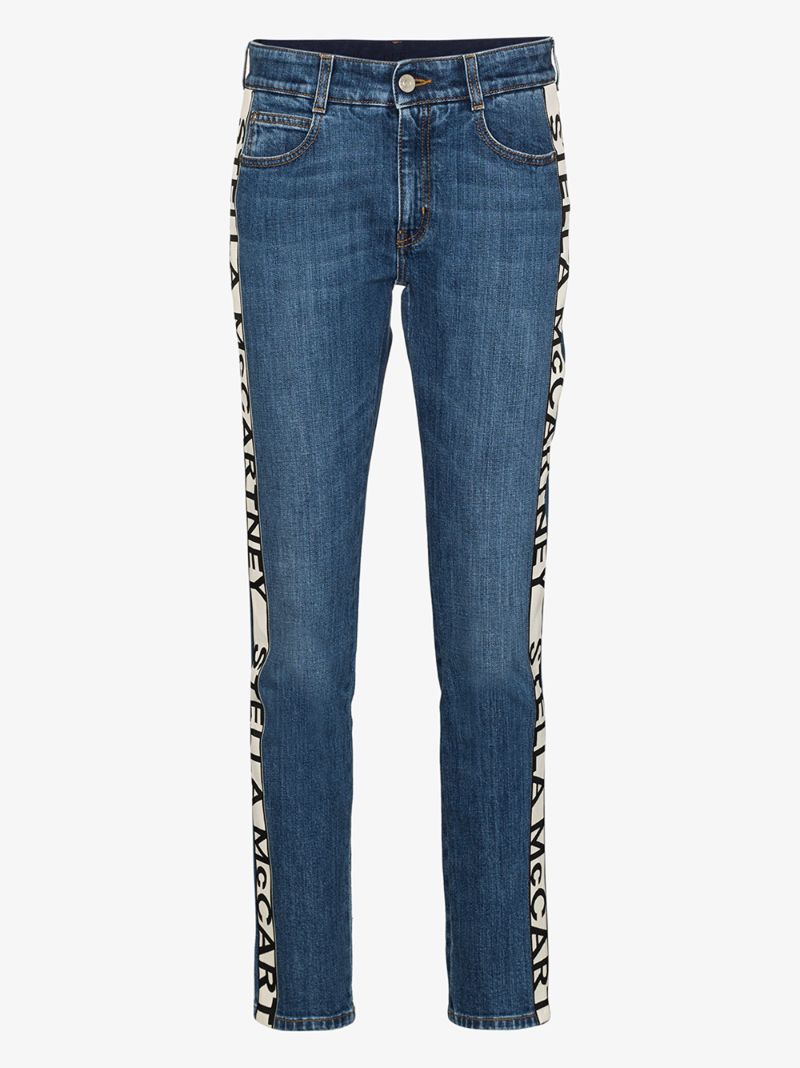Logo Stripe Cropped Eco Jeans