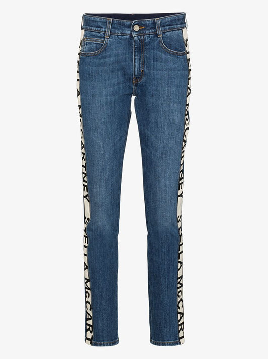 Logo Stripe Cropped Eco Jeans